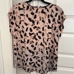 Banana Republic Pink and Black Brush Stroke Blouse